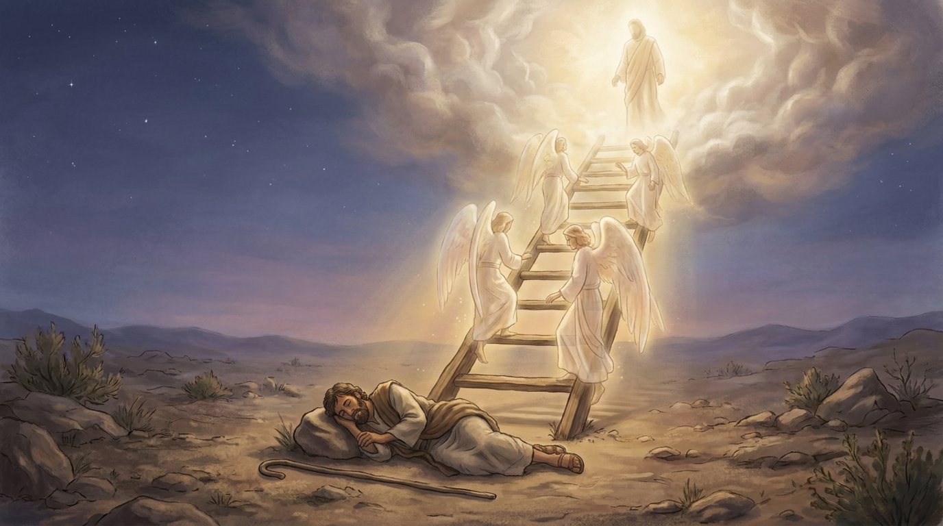 Everett Fox: ladder, god at top.