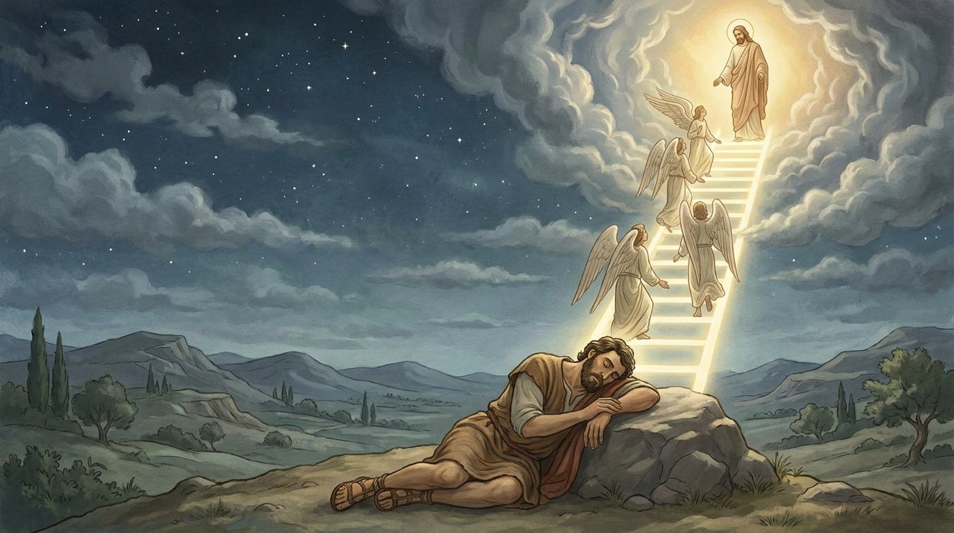 Young’s Literal Translation: ladder, god at top.