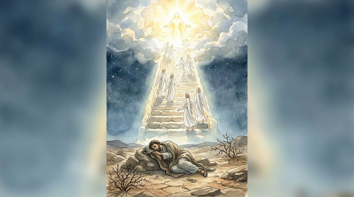 Young’s Literal Translation: stairs, god at top. Came back as a narrow page padded with blur.